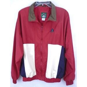 Vintage Izod 80's 90's Mens Windbreaker Jacket Sz L Bold Color Block Preppy Coat
